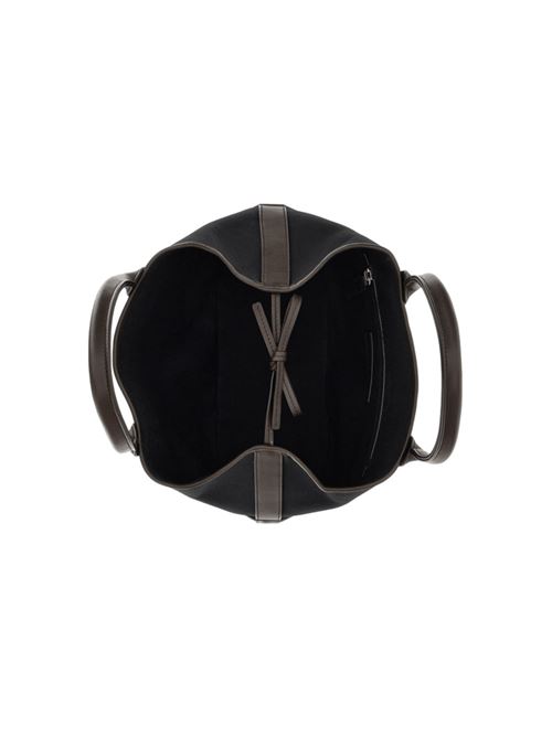 Borsa shopping da donna in canvas con l'indirizzo del brand in rilievo tono su tono, colore nero HOGAN | KBW01TA1200UH7012D
